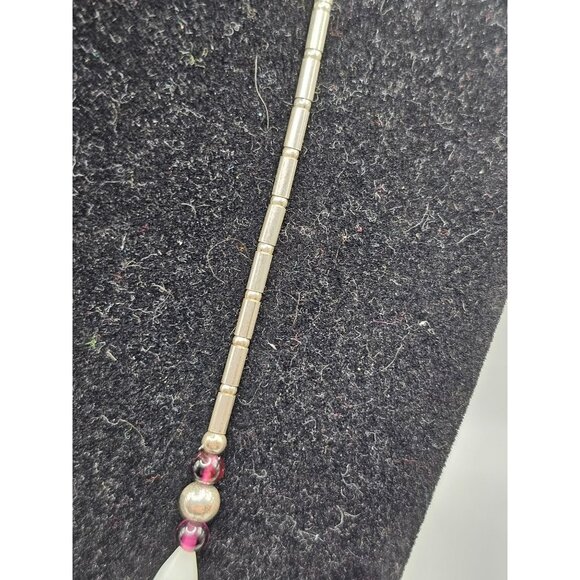 Vintage Sterling Silver Necklace With Purple & White Beads Ornate Dangles 925 Cl - Picture 8 of 9